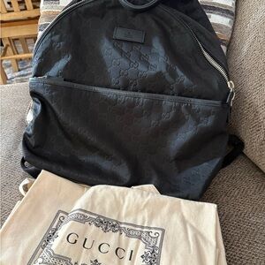 Gucci Monogram Black Backpack for Men